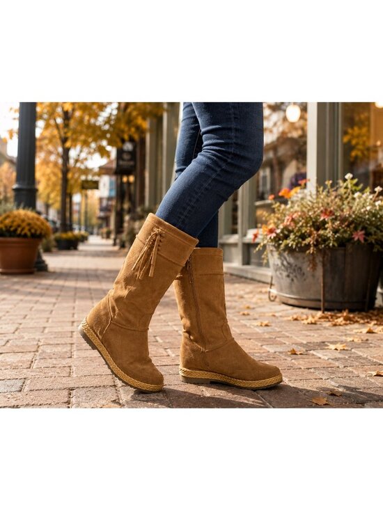 UGG Shoes - UGG Emerie Suede Knee-High Boots Womens Size 9.5 Zipper & Tassel Chestnut GUC